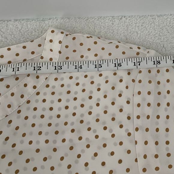 Soho New York & Co Womens Large Top 3/4 Roll Tab Sleeve Polka Dots Career Preppy - Picture 11 of 15